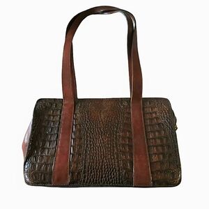 Brahmin Vintage Bag Burgundy Crocodile Shoulder Purse Leather Retro Handbag